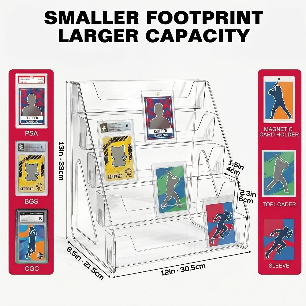 PSA BGS SGC Graded Card Display Stand – 3 or 5-Tier Vertical Collectible Card Showcase, Snap-In Assembly No Tools Desktop Holder
