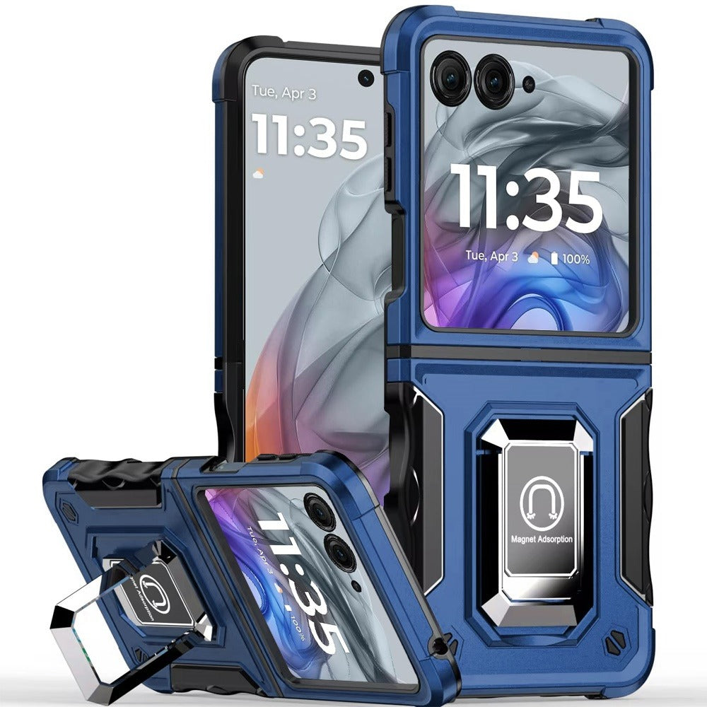 Phone Case Metal Ring Kickstand with TPU and PC Shell for Motorola Razr 2024 in Eight Colors