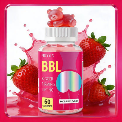 BBL Gummies for Women Butt Enhancement 60 Count Strawberry Flavor for Bath Time, Home Spa and Personal Care