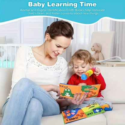 Sensory Stacking Toy Set 3-in-1 for Toddlers & Babies, Hand-Eye Coordination & Fine Motor Skills Activity Kit with Cloth Book