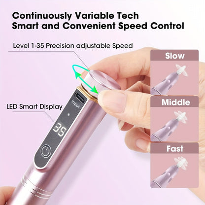 Cordless Nail Drill Kit 35000RPM Rechargeable Wireless Electric E-File, 108 Bits Professional Nail Drill