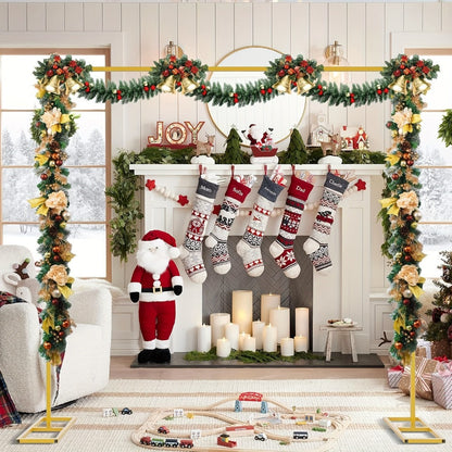 Backdrop Stand Gold Square Frame with 6.5, 6.6 and 8-Foot Selections, Adjustable Crossbar and Flat Feet