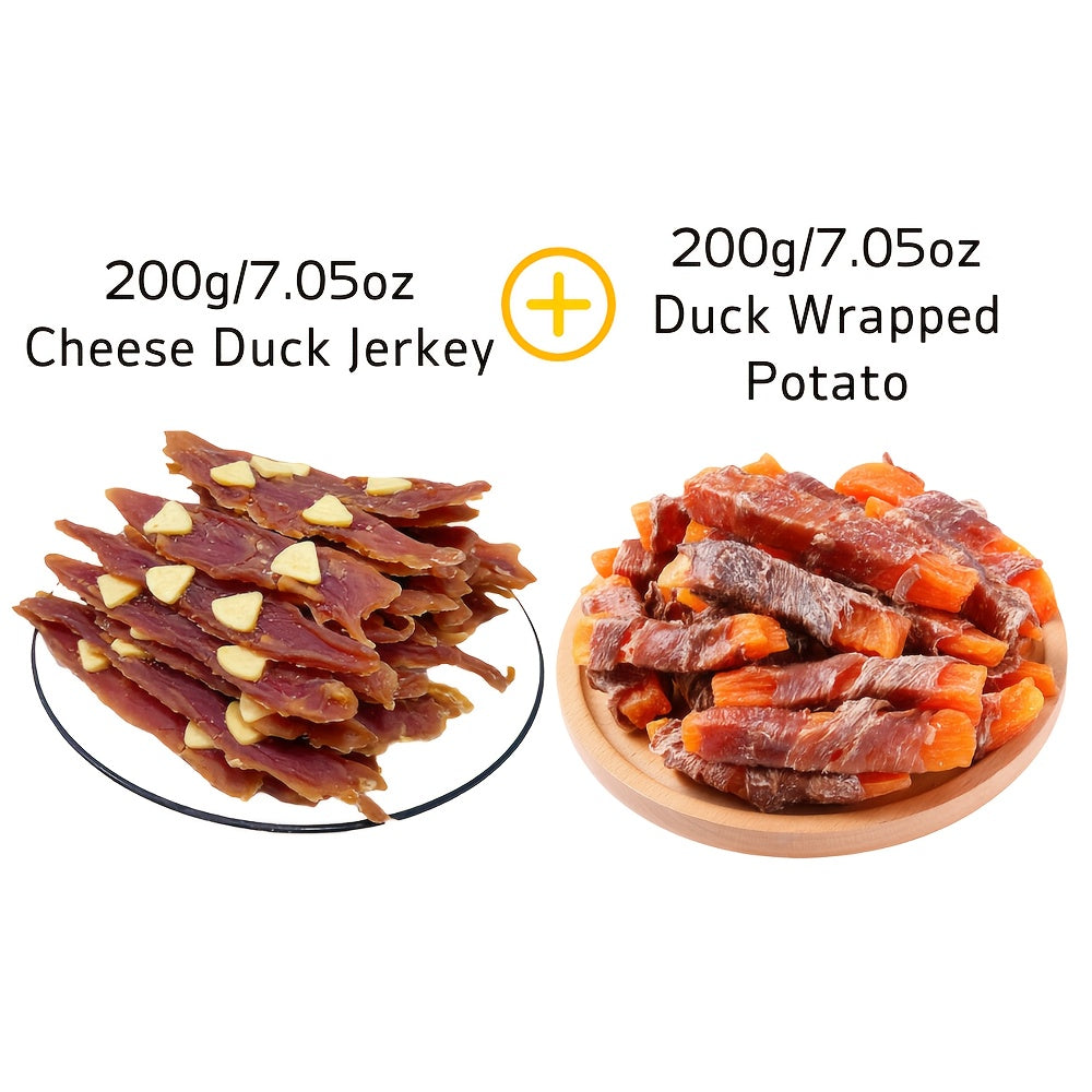 Sesame Duck Jerky Dog Treats 400g Mixed Flavor – Cheese Duck, Chicken Jerky & Sandwich Sticks, High Protein Low Fat