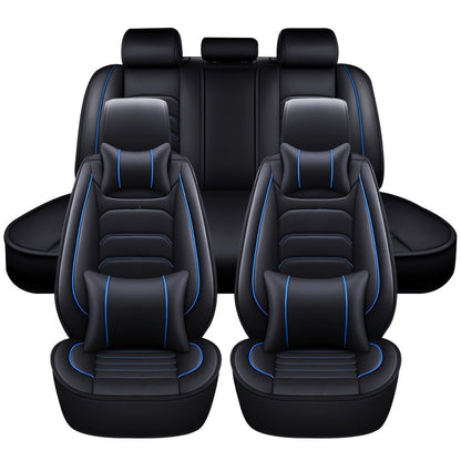 Car Seat Covers 5-Seat Faux Leather Set with Foam Padding and Optional Matching Pillow Pieces