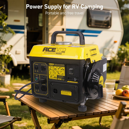 Portable Gas Generator 1200W Peak 900W Rated, 71cc 2-Cycle Engine Recoil Start AC DC Outlets