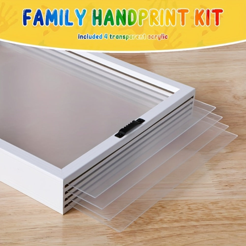 Handprint Kit for Family - DIY Wooden Keepsake Frame with Paint, Baby Hand & Footprint Craft Set