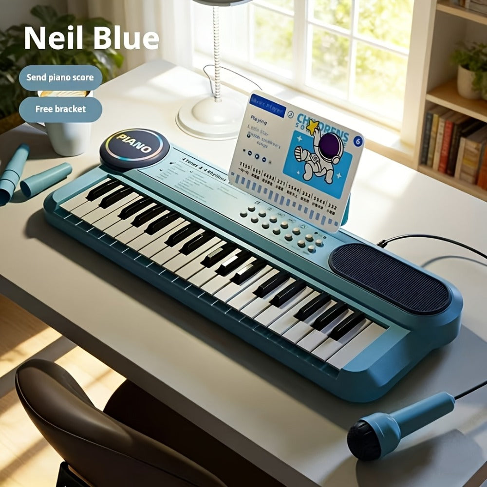 Kids Electronic Keyboard Piano 37 Keys with Microphone, Multi-Function Musical Instrument Toy for Children