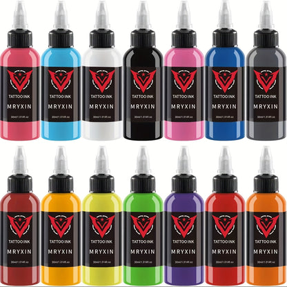 Tattoo Ink 14-Color Set with 1oz 30ml Bottles and One Full Palette Configuration with Item-Specific Color, Capacity and Bottle Choices