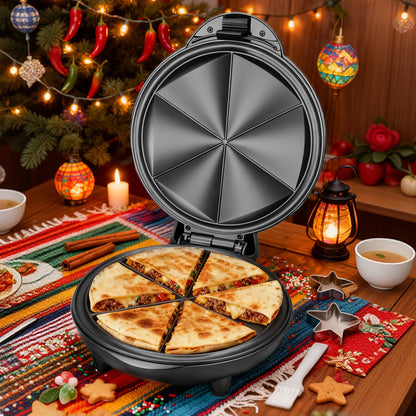 Electric Quesadilla Maker 9.5 Inch, Grilled Cheese Machine, Extra Stuffing, Easy 6-Wedge Slice, Feet