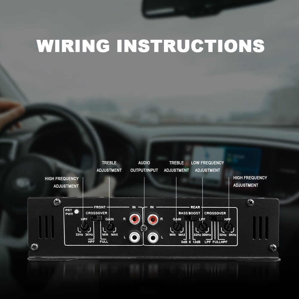 BOMGE 4-Channel Car Amplifier 2500W Max Power for Subwoofers & Speakers Full Range Class AB Vehicle Audio Amp AMP-228 AMP-268-A AMP-268-C