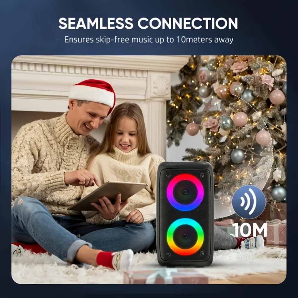 HY-3317 Party Speaker with Disco Lights & Microphone, Large Portable Subwoofer Outdoor Wireless Speaker