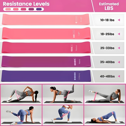 Pink 13-Piece Pilates Ring and Resistance Band Set with Ball, Socks, Straps and Drawstring Bag