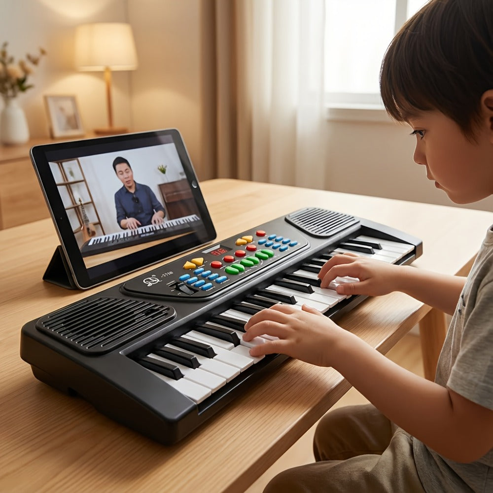 Kids Electronic Piano 37 Keys with Microphone, USB Powered Keyboard for Young Learners, Sing-Along Music Education Toy