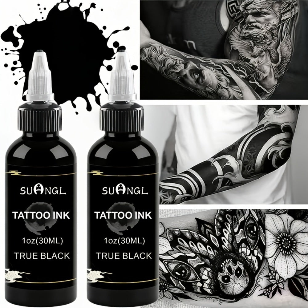 Tattoo Ink Black and White 1.01oz Bottle Options with Single, Two-Bottle and Mixed Color Sets
