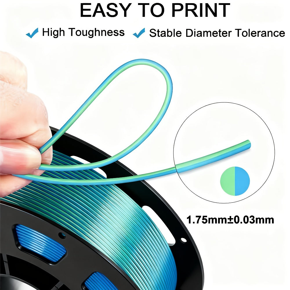 3D Printer Filament Dual-Color PLA 1.75mm 250g Spool with Nine Two-Tone Color Combinations