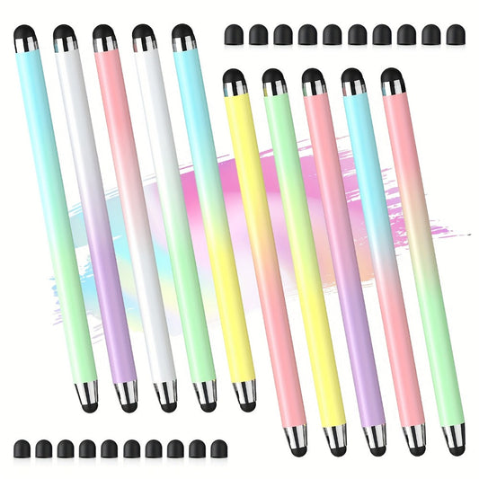 10-Piece Dual-Tip Stylus Pen Set for Capacitive Touchscreens in Three Color Assortments with Passive Design