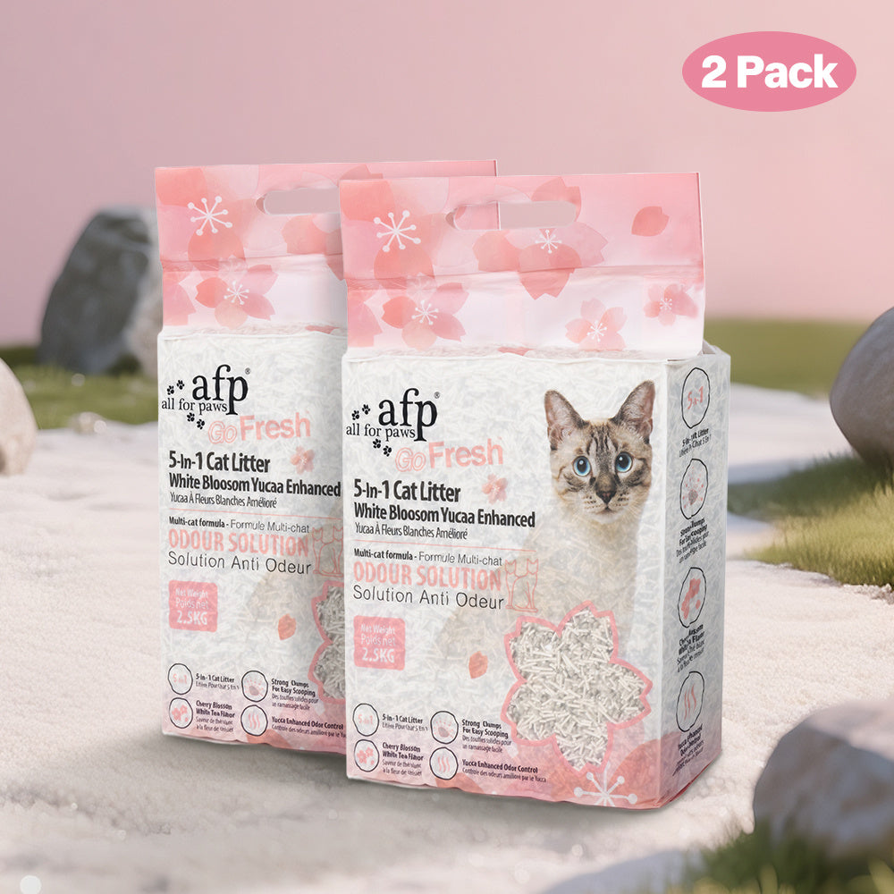 Tofu Cat Litter 5-in-1 Flushable Clumping – All For Paws White Blossom Yucca Enhanced Formula, Low Dust Rapid Clumping Odor Control