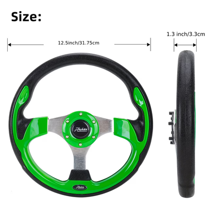 Golf Cart Steering Wheel 12.5 Inch Universal Fit – Compatible with Club Car DS Precedent Tempo, EZGO RXV TXT