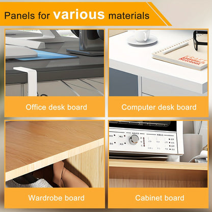 Clamp-On Cable Management Tray No Drill, Under Desk Wire Organizer Alloy Steel Mesh Holds, Fits 0.4"-2.4" Desks