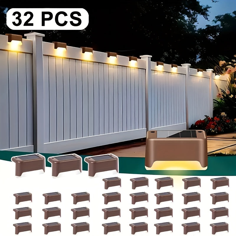 Solar LED Deck and Step Light Set in 8-, 16- or 32-Piece Packs with Black, White or Brown Shells