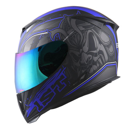 Motorcycle Helmet Full-Face Shell with Tinted and Spare Clear Shields, Quick-Release Buckle, Nine Styles and S-XL Sizes