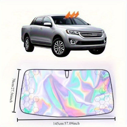 Laser Insulation Windshield Sunshade 5-Layer Thickened Front Window Heat Blocker Diamond Pattern Gold Black Fits All Vehicles Ford F150