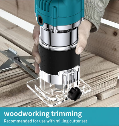 Wood Router Carving Machine Electric Trimmer, Wood Slotting, Drilling & Engraving Tool with Optional 15pc Milling Cutter Set