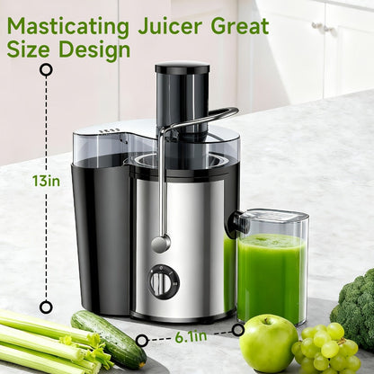 Juicer Machine Wide Mouth Juice Extractor Blender Food Processor 3-Speed Settings Easy Clean One-Touch Operation Multi-function