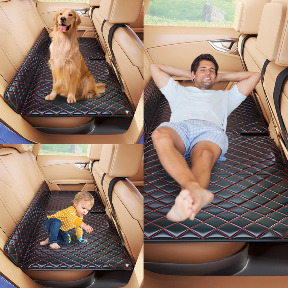 Car Mattress Foldable Back Seat Sleeping Pad Thickened Faux Leather Non-Inflatable Universal Sedan Bed for Travel Camping Afternoon Nap Road