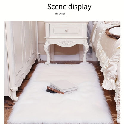 Area Rug Plush Imitation Wool Mat in Four Colors and Two Sizes for Bedroom, Living Room or Bay Window