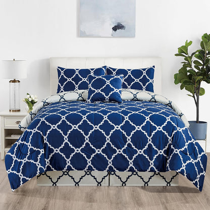 5-Piece Comforter Set, Down Alternative Reversible Quilted Bedding with Bed Skirt & Pillow Shams