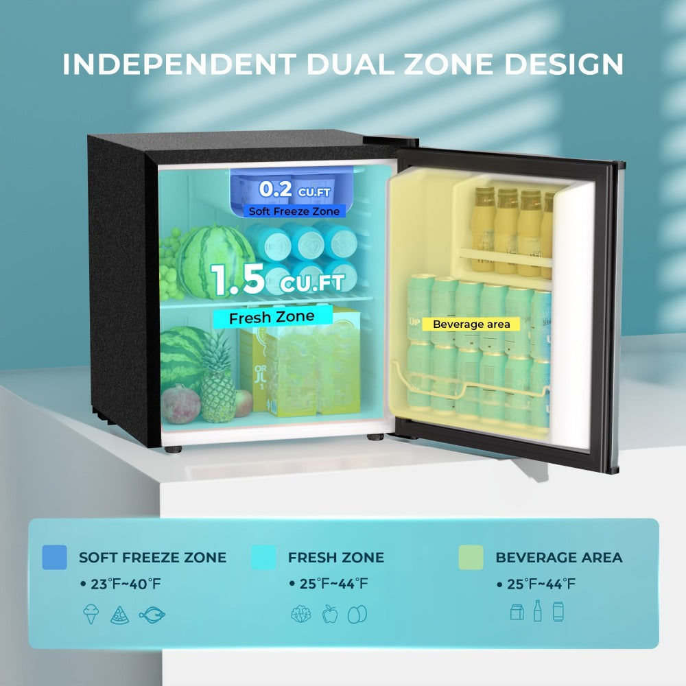 Mini Fridge with Freezer 1.7/3.5 Cu.Ft - Compact Refrigerator with Adjustable Thermostat, Energy Saving