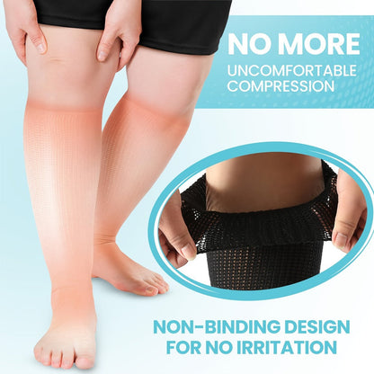 Extra Wide Socks for Swollen Feet 6 Pairs Stretch to 30 Inch Non-Binding Seamless Loose Fit for Entryways, Bedrooms and Living Spaces