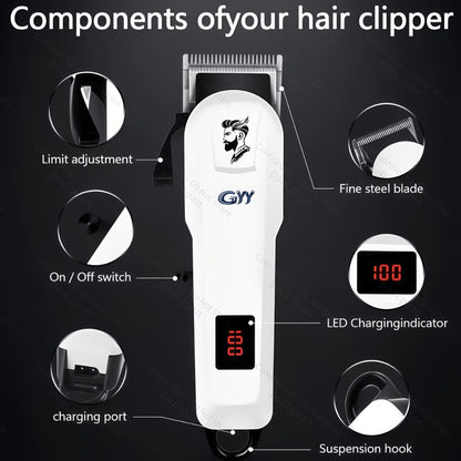Hair Grooming Kit for Men - Electric Hair Clipper Set with Digital LCD Display, USB Rechargeable