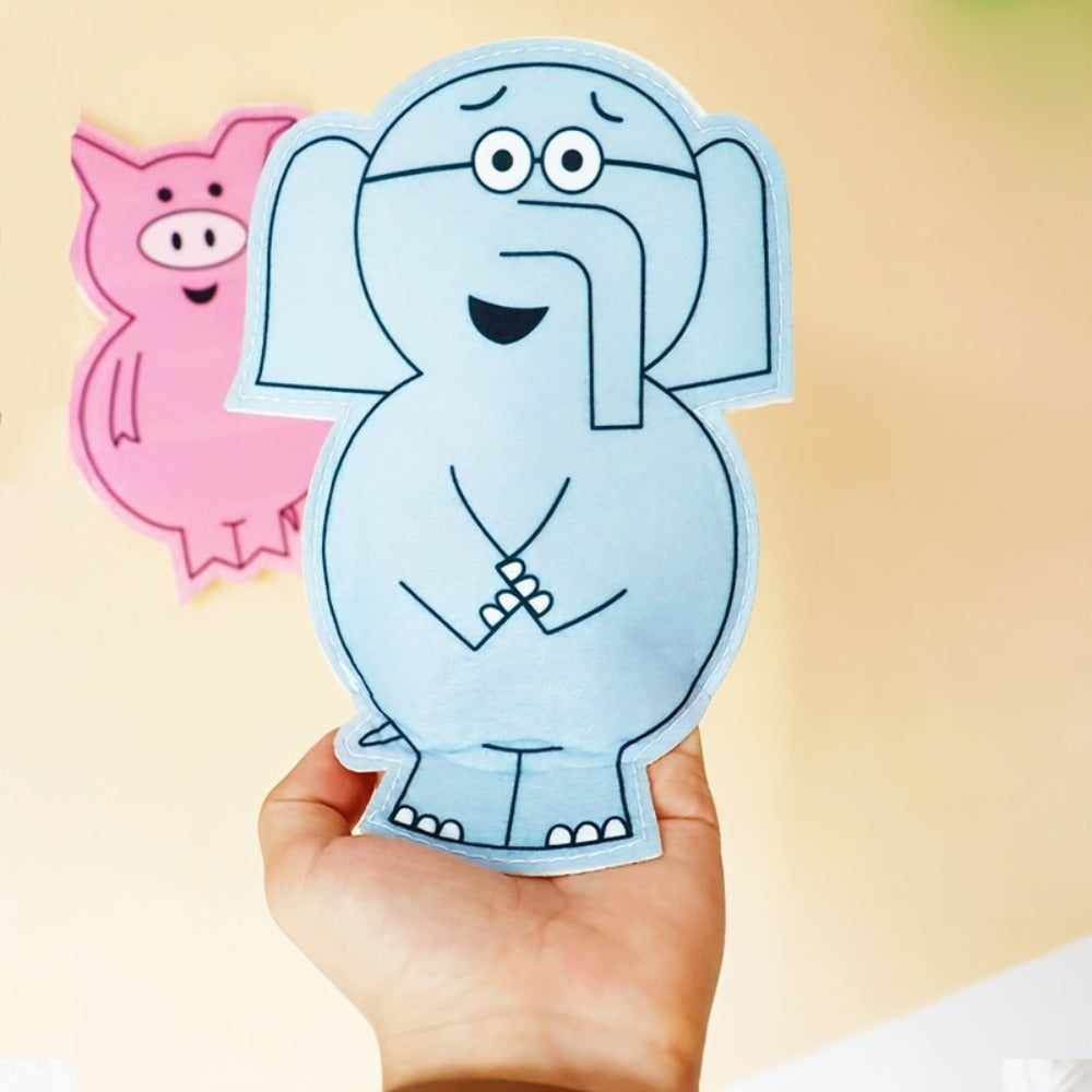 Elephant and Piggie Hand Puppets Plush Stuffed Animal Props for Storytelling, Classroom Teaching & Role Play