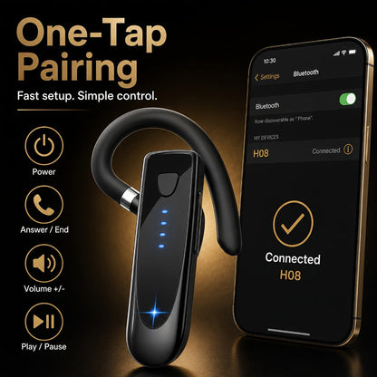Trucker Bluetooth Headset 29H Playtime 180H Standby, Handsfree Earpiece with Mic Dual Device Connection