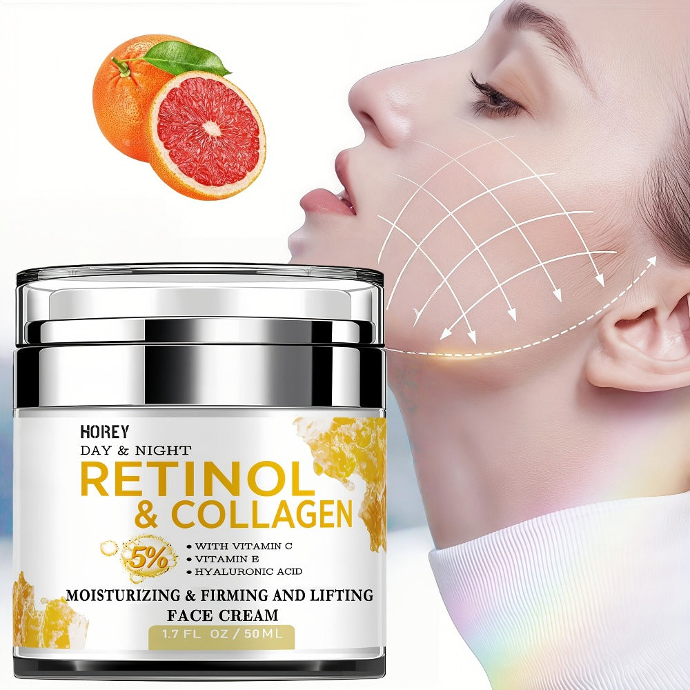 Retinol Face Cream with Hyaluronic Acid for Women Lifting Neck Cream Smooths Wrinkles Fine Lines Day Night Dry Skin Care 50g
