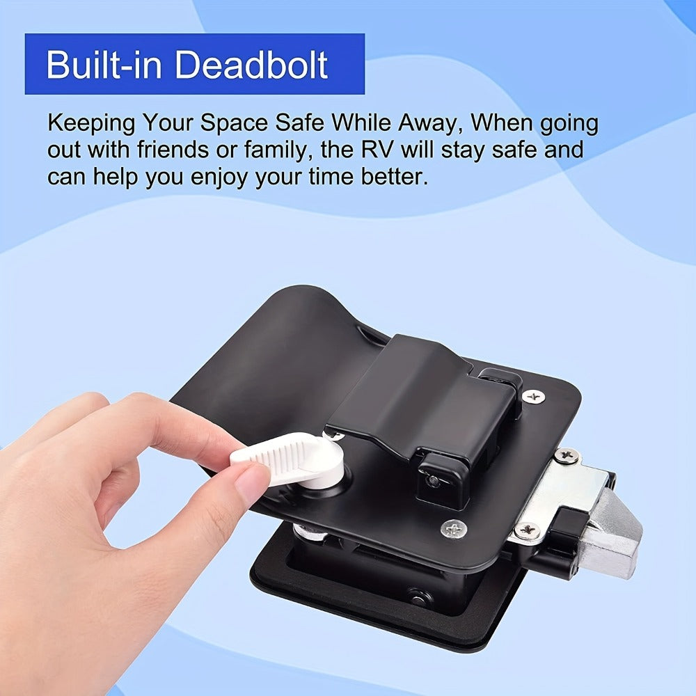 RV Door Lock Replacement – Travel Trailer Entry Door Lock with Deadbolt, Fits 2-3/4" x 3-3/4" Hole, 1-1/4" to 1-1/2" Door Thickness