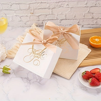 Gift Bag Set Small Thank You Print, 50 Handle Bags in Pink, Green, White, Red or Blue, 5.5 x 2.4 x 4.7 Inches