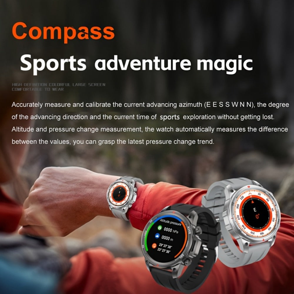 Smartwatch GPS NFC for Men – AI Voice Calling, 360×360 HD Screen, Built-in Compass, Motion Trajectory, Heart Rate Sleep Fitness