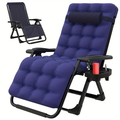 Zero Gravity Chair Outdoor Recliner – 440LBS Capacity, 4-Inch Thick Cushion, Upgraded Aluminum Lock, Cup Holder & Headrest, Breathable Mesh