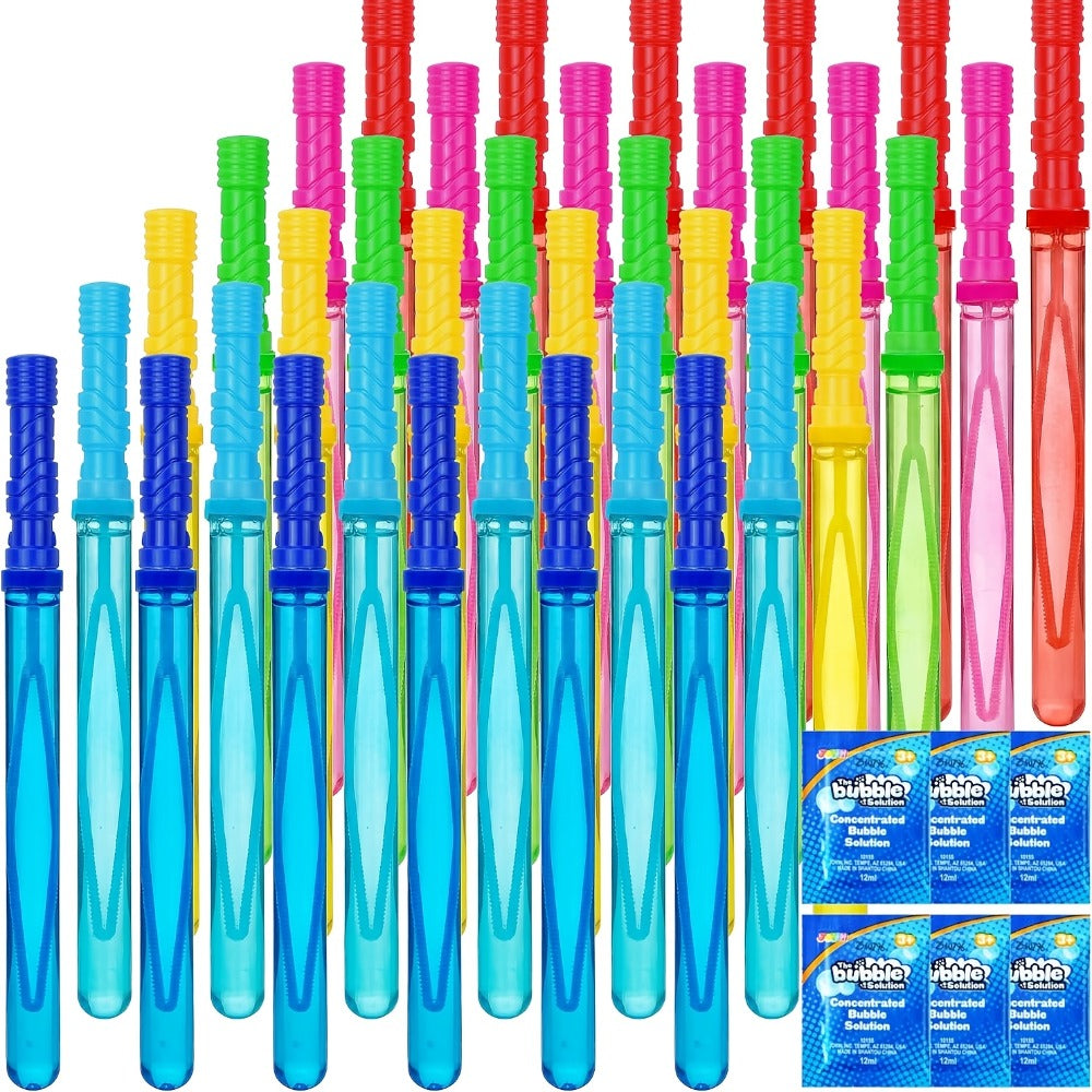 Big Bubble Wands Bulk with Refill Solution, 14.6 Inch Giant Bubble Maker 12 or 36 Pack for Kids