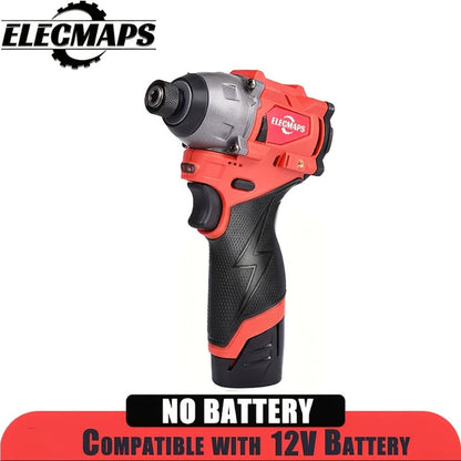 Power Tools ELECMAPS 1/4 Inch Cordless Brushless Impact Driver in Compact Red Tool-Only Configuration