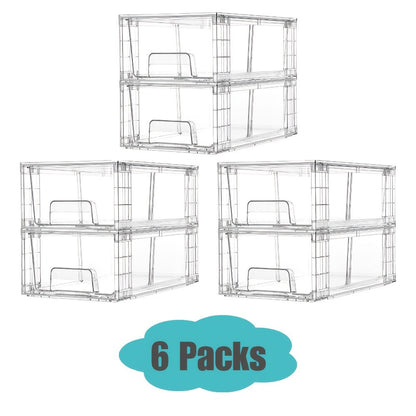Clear Acrylic Storage Drawers with Handles – Stackable Refrigerator and Pantry Organizer Bins for Snacks Fruits and Vegetables