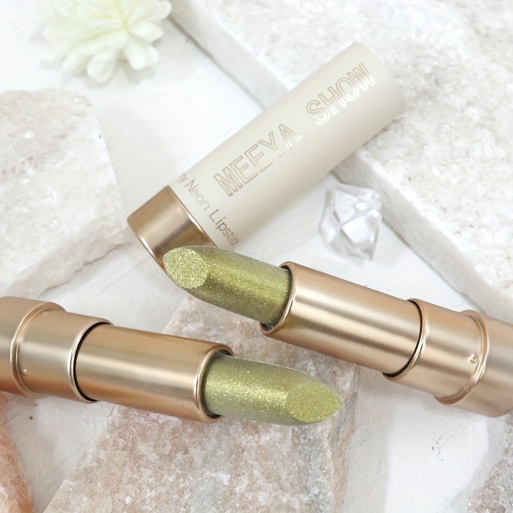 Sparkling Golden Brown Glitter Lipstick Set 3 Pcs, for Makeup, Travel and Everyday Vanity Use