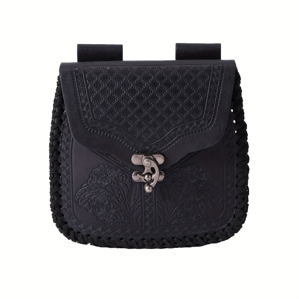 Dragon Embossed Faux Leather Waist Bag, Medieval Viking Norse Style Belt Pouch, Coin Purse Hip Bag for Renaissance Faire