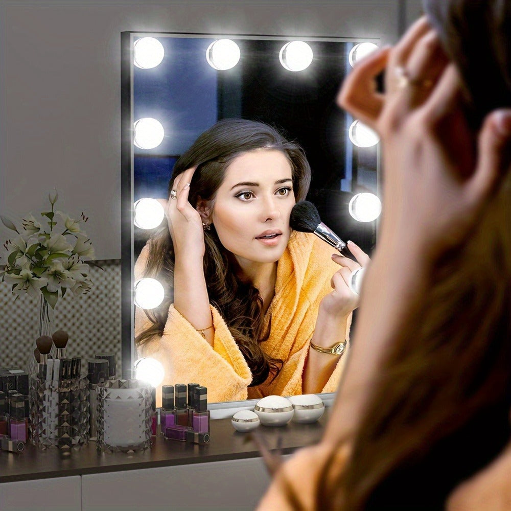 LED Vanity Mirror Light for Makeup, USB Powered 8-Bulb Mirror Lamp with 3 Color Temperatures, Adjustable Brightness & Spacing