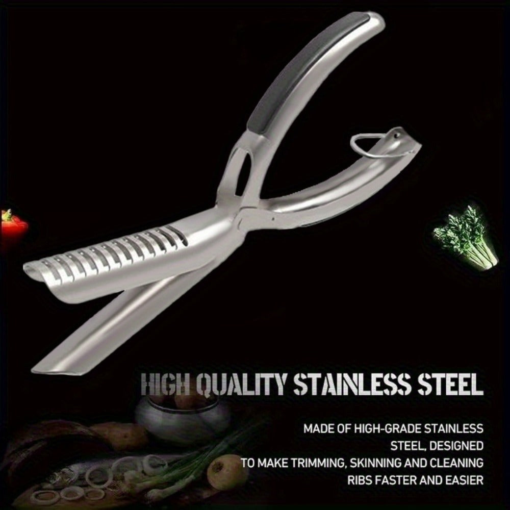 BBQ Rib Membrane Remover Tool Stainless Steel Rib Peeler with Handle, Food Grade Manual Rib Prep Kitchen Gadget for Grilling