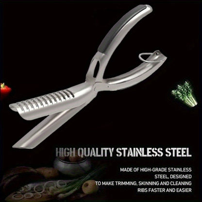 BBQ Rib Membrane Remover Tool Stainless Steel Rib Peeler with Handle, Food Grade Manual Rib Prep Kitchen Gadget for Grilling