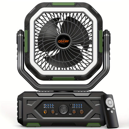 20000mAh Portable Camping Fan with LED Lantern – Rechargeable, 4-Speed, Oscillating, Remote & Timer Control | Tent, Travel, RV